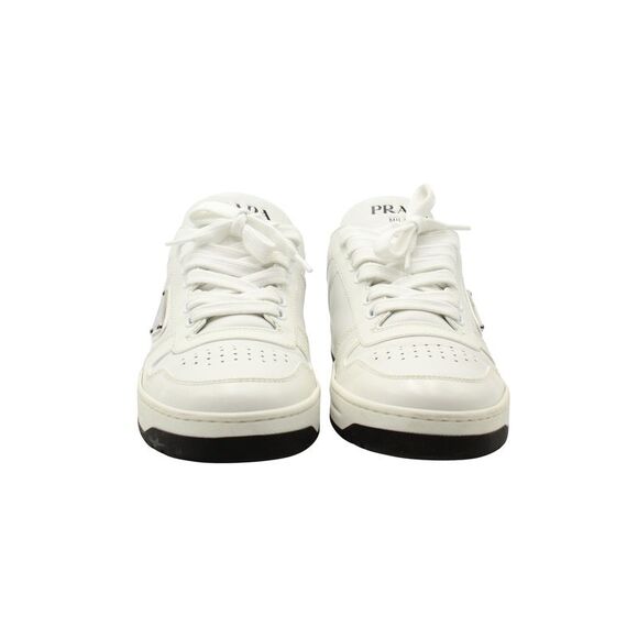 Prada Downtown Perforated Sneakers in White Leather - Picture 4 of 10
